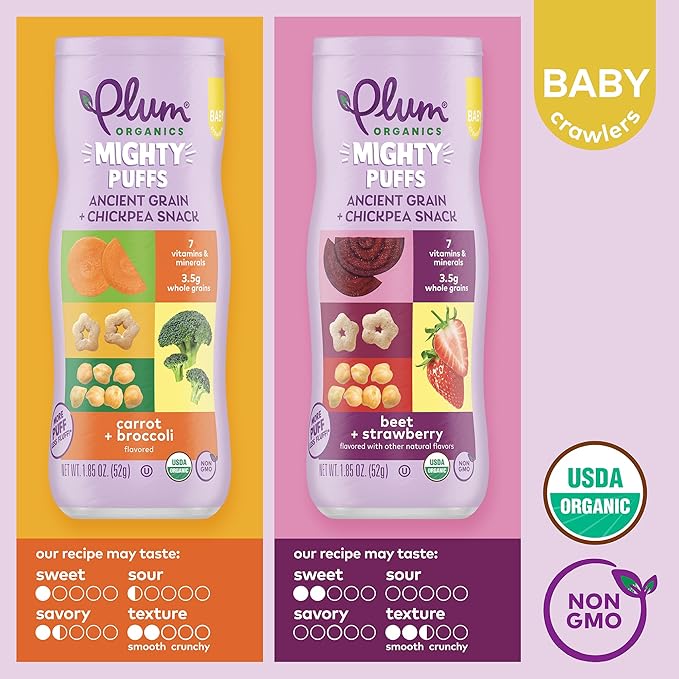 Baby | Mighty Baby Puffs Snacks, Variety Pack: 2 Flavors, 1.85oz (6 Pack)