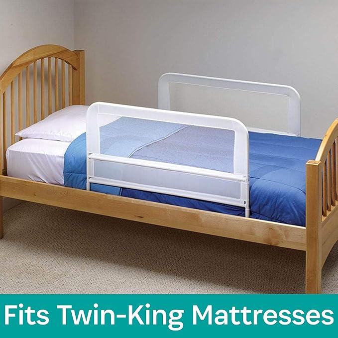 KidCo BR303 Children's Bed Rail Double Pack - Quick Assembly Toddler Bedrail (White)