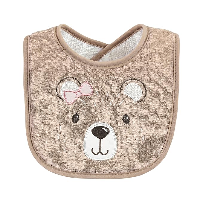 Hudson Baby Unisex Baby Cotton Terry Drooler Bibs with Fiber Filling, Girl Moose Bear, One Size
