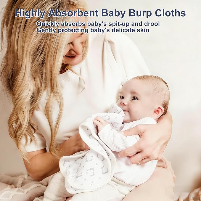 10-Pack Burp Cloths for Baby Boys and Girls - Organic Baby Burp Cloth,Baby Washcloths, Burp Rags, Large Neutral Burp Clothes for Newborn