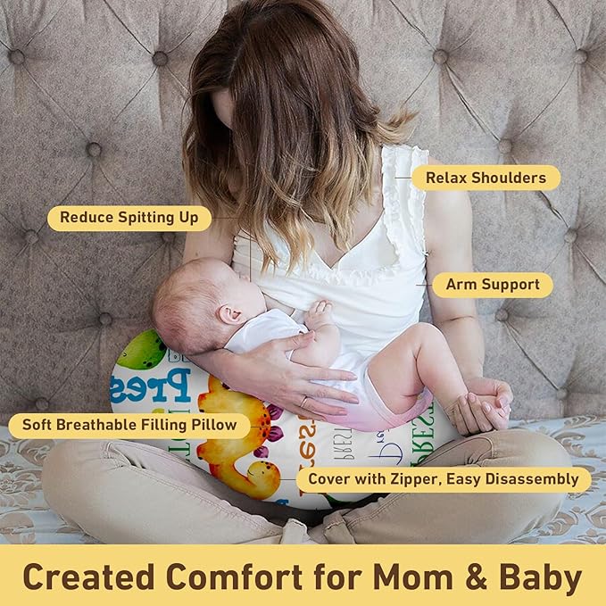 Dyoart Baby Nursing Pillow Cover,Personalized Name Nursing Covers,Soft,Breastfeeding Pillow Slipcover for Bottle Feeding,Custom Gifts for Toddler Infant(23"x19"x5.5")(one Size)