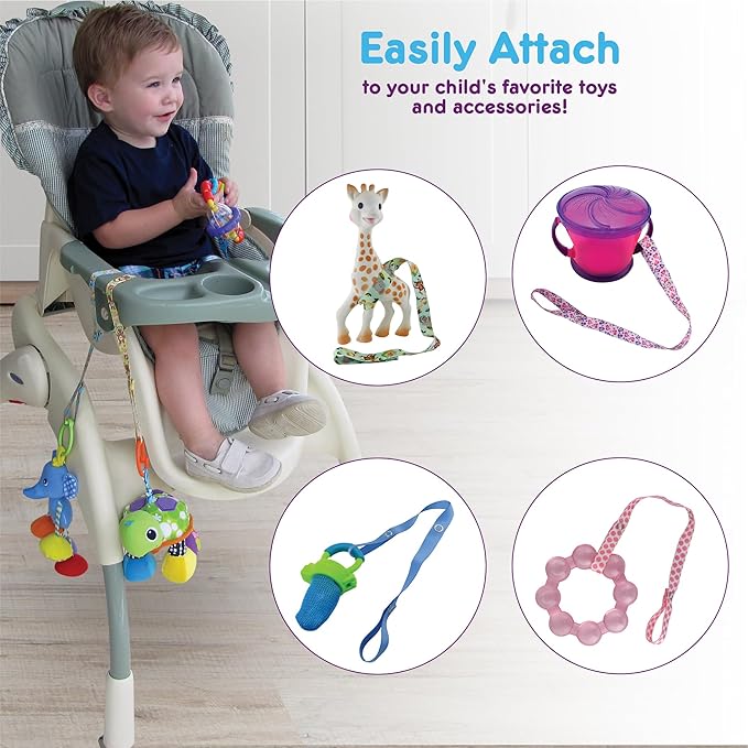 PBnJ baby Toy Saver Strap Holder Leash Secure Accessories Jungle/Gray/Orange/Olive - 4pc