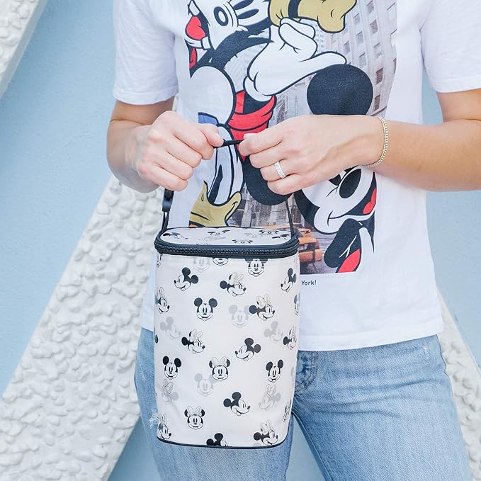 J.L. Childress Disney Baby TwoCOOL Breast Milk Cooler Travel Bag - Insulated Baby Bottle Storage Bag, Portable Organizer Pack, For Daycare or On the Go, Fits 2-4 Bottles - Mickey & Minnie Mouse