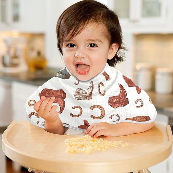 Western Cowboy Boots Cute Burp Cloths Baby Boys Girls Absorbent Soft Cotton Burping Cloths Rags 1 Pack