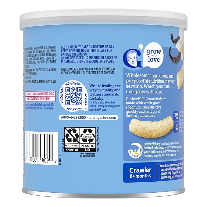 Gerber Graduates Little Crunchies Whole Grain Corn Snacks Variety Pack, 1.48 Ounce (Vanilla Maple, Pack of 2)