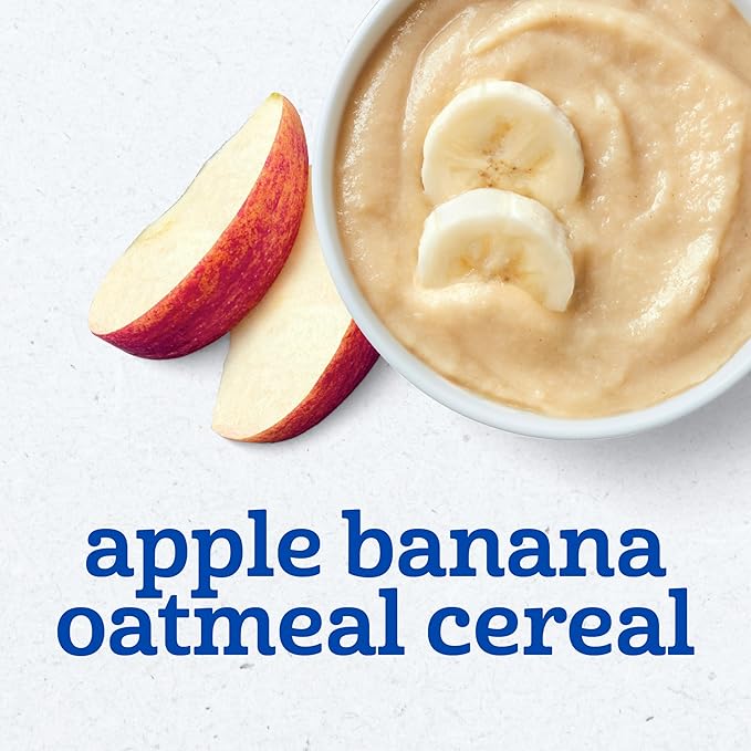 Gerber Stage 2 Baby Food, Apple Banana Oatmeal Cereal Tubs, Iron Helps Support Brain Development, No Added Colors or Flavors, Baby Oatmeal, 16-Pack