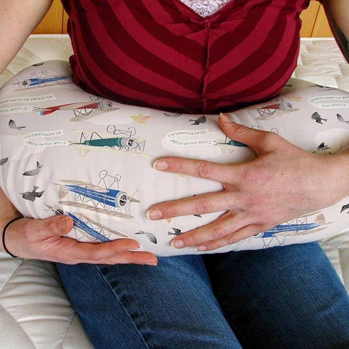 Vintage Planes Birds Sky Nursing Pillow Covers for Boy Girl Retro Flying Airplanes Baby Nursery Slipcover for Breastfeeding Pillows Aircraft Travel Soft Stretchy Removable Covers for Newborn Infant