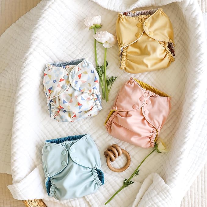 Esembly Cloth Diaper Cover - Reusable Swim Diaper, Waterproof, Breathable - Adjustable Outer Layer Over Absorbent Inner for Blowout Protection - Quilted, Size 2 (18-35lbs)