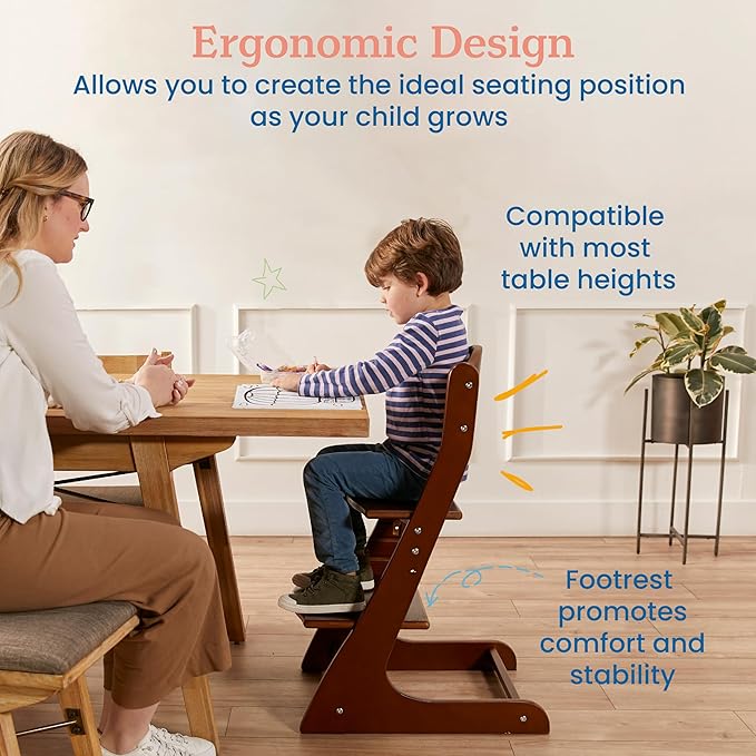 ECR4Kids Grows with Me Chair, Transitional Chair, Dark Walnut