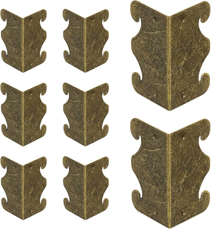 uxcell 8 Pcs Baseboard Corner Protectors, Decorative Vintage Metal Edge Cover Skirting Board Wall Corner Protector for Wood Furniture Table Cabinet Drawer, Bronze
