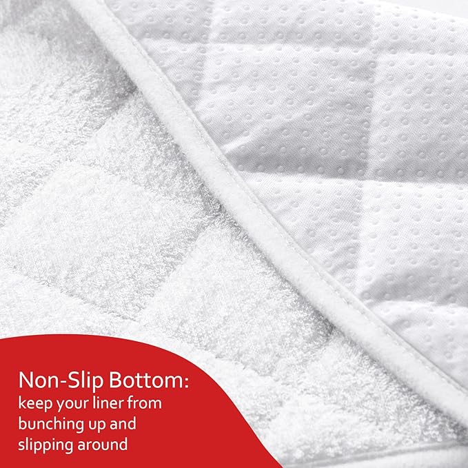 Moonsea Quilted Thicker Changing Pad Liner 4 Pack Waterproof, Fit for Changing Table Liners are Warm On a Baby's Back Non-Slip Design Reusable Pads Machine Washable, White and Grey