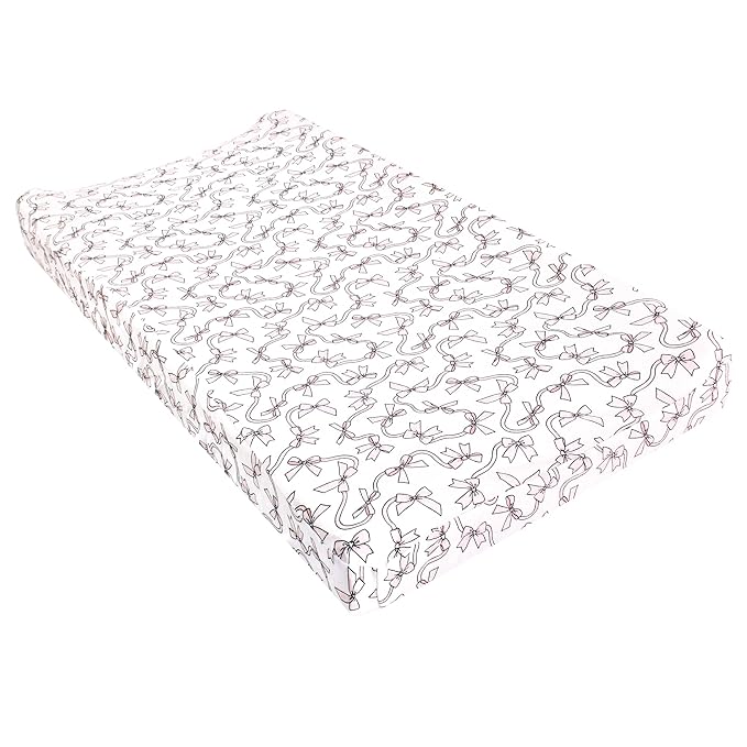 Hudson Baby Unisex Baby Changing Pad Cover, Pink Bows, One Size