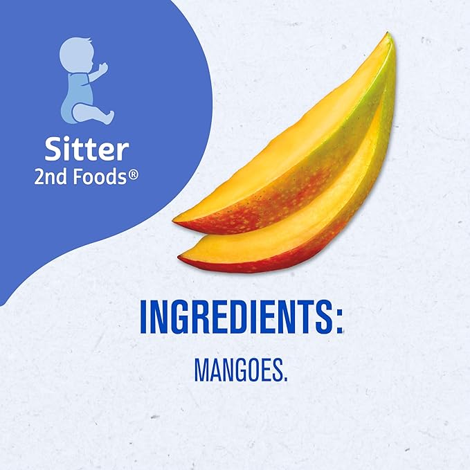 Gerber Stage 2 Baby Food, Mango Puree Tub, No Artificial Colors or Flavors, Baby Puree, 16-Pack