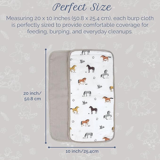 MON AMI Muslin Burp Cloths for Baby – 100% Cotton Burping Cloths for Babies, Extra Absorbent, Ultra-Soft, Baby Essentials