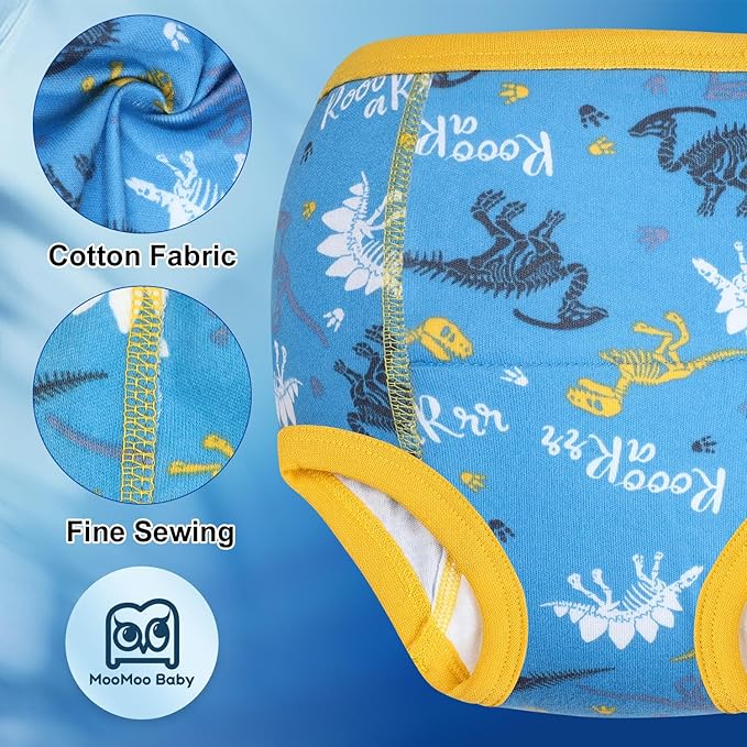 MooMoo Baby Training Underwear 4 Packs Absorbent Toddler Potty Training Pants for Boys and Girls-Cotton Animal Print 2T-6T