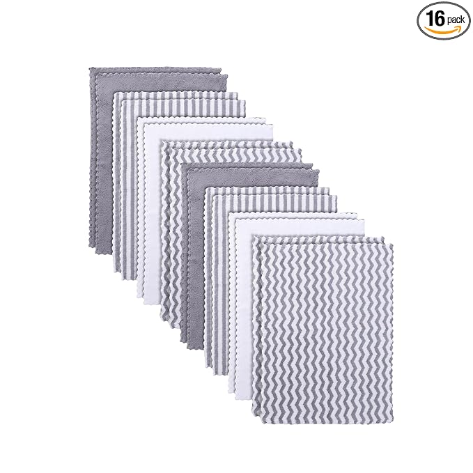 16 Pack Super Soft Baby Burp Cloths, Baby Washcloths, Ultra Absorbent Large Newborn Burping Cloth for Boy and Girl, Milk Spit Up Rags, Unisex for Baby Sensitive Skin, Grey and White, 16 x 12 Inch