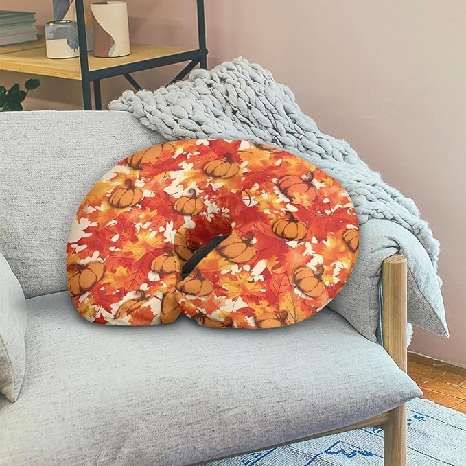 Maple Leaf Pumpkin Print Newborn Nursing Pillow Cover Soft Cozy Skin-Friendly Feeding Pillow Covers for Bottle and Breastfeeding Easy to Put On & Remove Baby Nursing Pillow Case