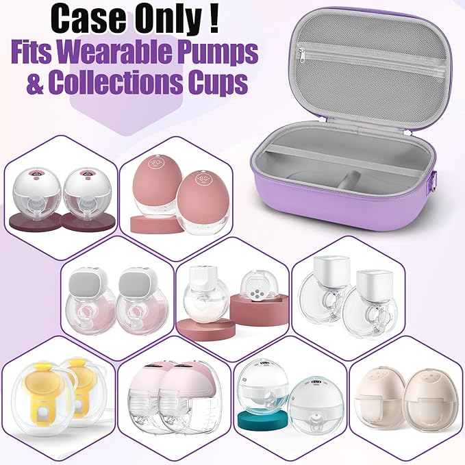 Wearable Breast Pump Bag for Hands-Free Breast Pumps, Hard Breast Pump Case for Momcozy/Willow/eufy/Security/Medela and More, Storage Bag for Pumping Travel Bag/Diaper Bag/Handbag (Purple)