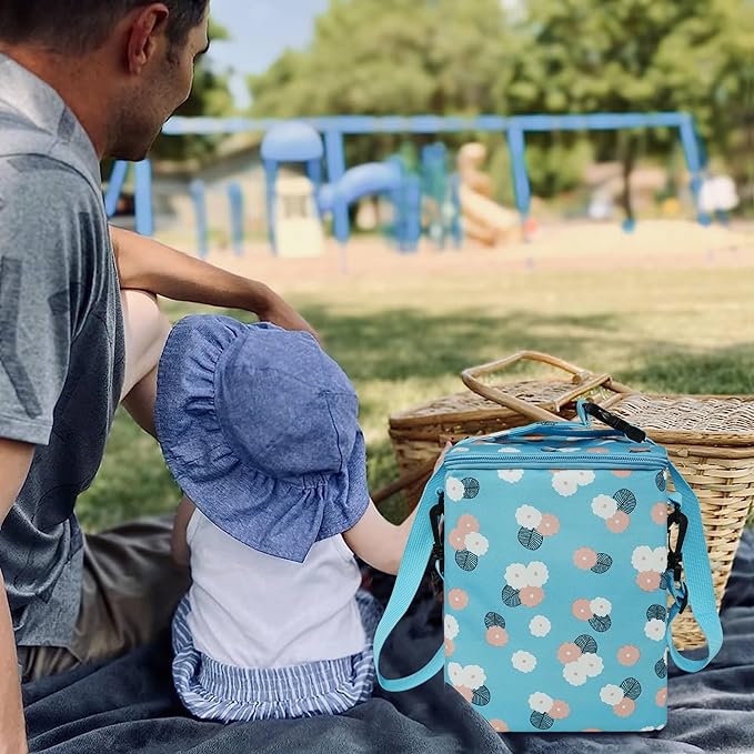 Breastmilk Cooler Bag with Ice Pack Fits 4 Baby Bottles Up to 9 Ounce Insulated Baby Bottle Bag Breast Milk Cooler on The Go with Strap Baby Bottle Cooler Bag for Nursing Mom Daycare or Travel