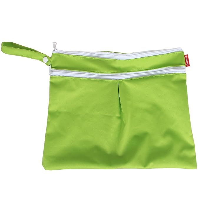 Damero 2Pack Waterproof Wet Bag, Reusable Wet Dry Bag Organizer for Travel, Beach, Diapers, Breast Pump Parts and Wet Swimsuits, Green+Blue