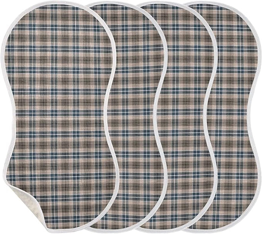 Brown Plaid Checkered Baby Muslin Burp Cloths Set of 4 Geometric Gingham Muslin Washcloths Rustic Patch Milk Spit Up Rags Soft Newborn Towel for Unisex Boys and Girls, 22 x 11 Inch