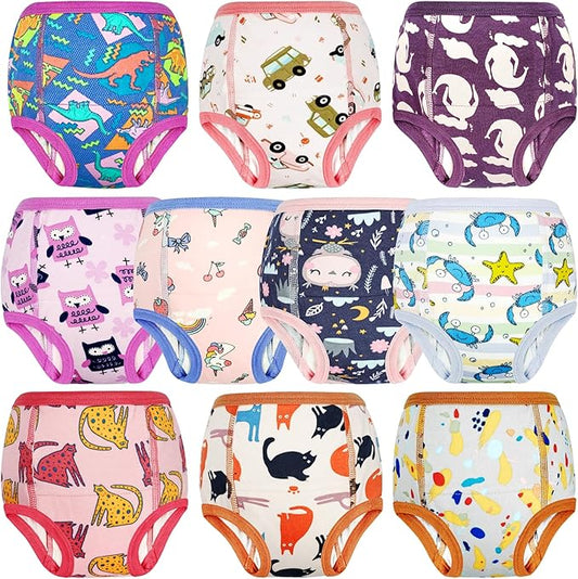 MooMoo Baby Potty Training Underwear 10 Packs Absorbent Toddler Training Pants for Boys and Girls Cotton Pee Pants 2T-9T