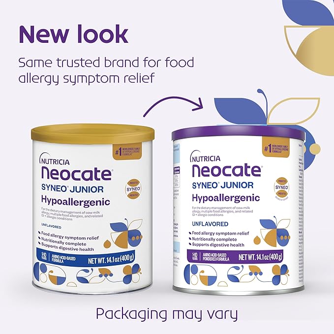 Nutricia Neocate Syneo Junior - Hypoallergenic, Dairy-free, Amino Acid-Based Formula for 1+ Years - For Toddlers, Kids & Teens - Powdered Formula- Syneo Junior - 14.1 oz can (Case of 4)