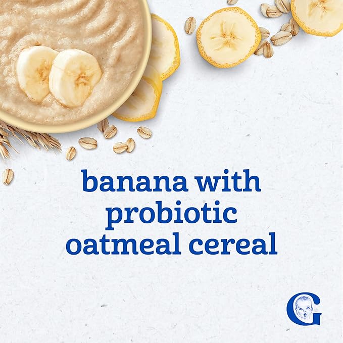 GERBER CEREAL FOR BABY GRAIN AND GROW Toddler Oatmeal Banana Probiotic BL 5x8oz