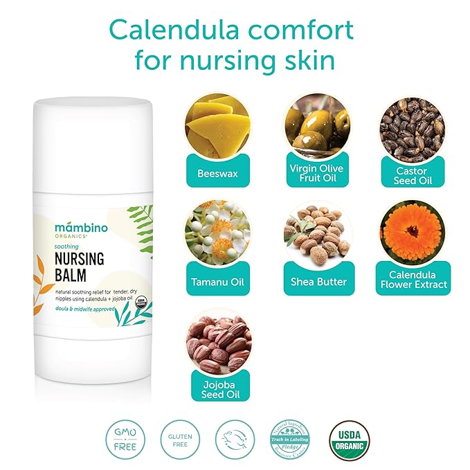 Mambino Organics Calendula Nursing Balm, Calendula - Olive.63 Ounces (3 Pack)