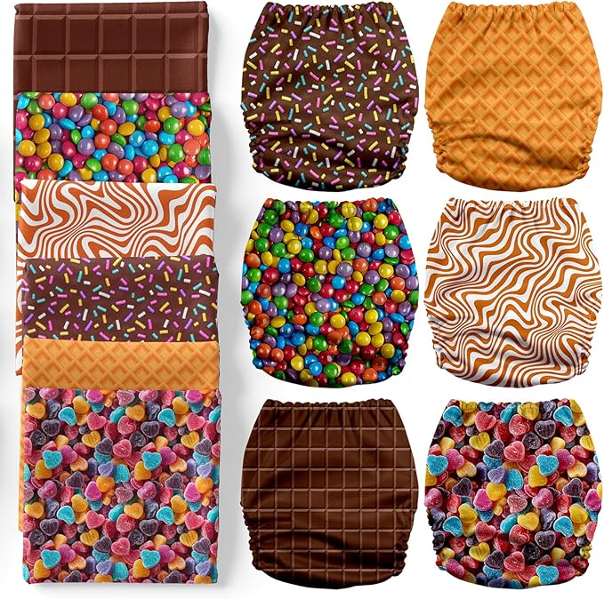 Mama Koala 3.0 Cloth Diapers for Babies, 6 Pack One Size Washable and Reusable Pocket Diapers for Newborns and Toddlers (Candy and Cookies)