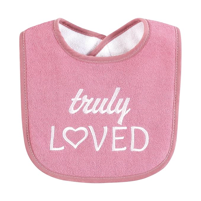 Hudson Baby Infant Girl Cotton Terry Drooler Bibs with Fiber Filling, Cutest Family, One Size