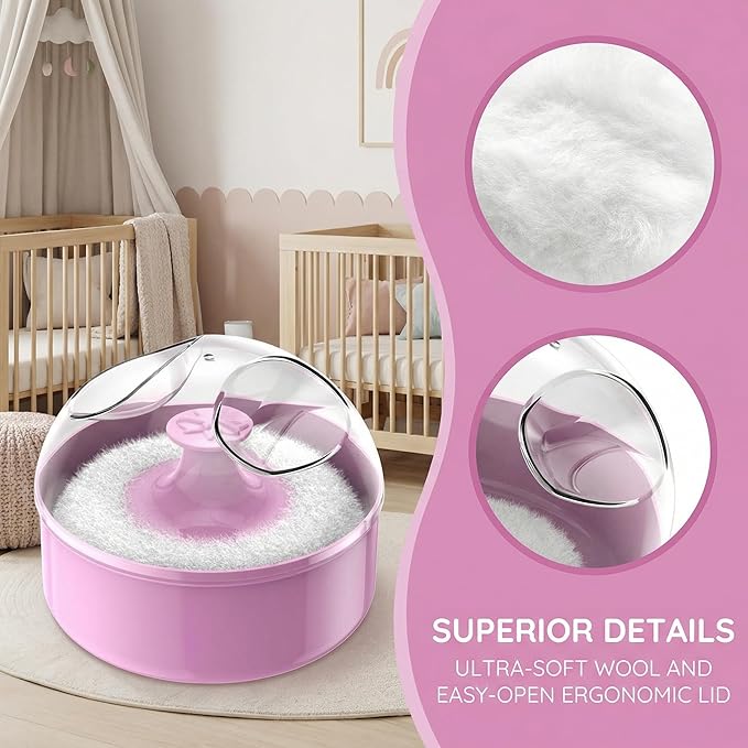 1 Set Baby Body Cosmetic Powder Puff and Container Case Infant Kid Powder Puff Empty Loose Powder Box Large Powder Puff
