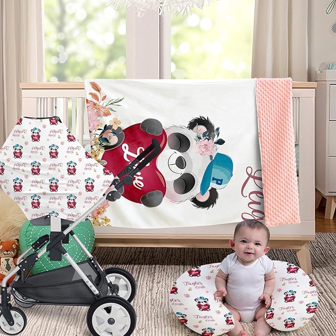 Dyoart Custom Baby Nursing Pillow Cover for Nursing, Panda Theme Removable Nursing Covers for Breastfeeding Pillows, Ultra Soft Comfortable Slipcover for Newborn Baby Boys and Girls