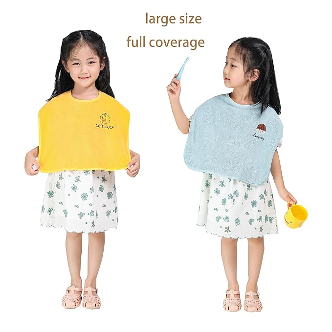 Baby Bibs for Girls or Boys, Toddler Bibs for Feeding (2 blue grey yellow)