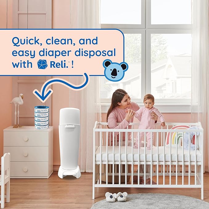 Reli. Diaper Pail Refill Bags, Compatible with Genie Complete, Expressions (5 Pack) | Pail Refills Unscented | Odor Blocking, Strong, Easy Replacement | Holds up to 1,400 Newborn Diapers