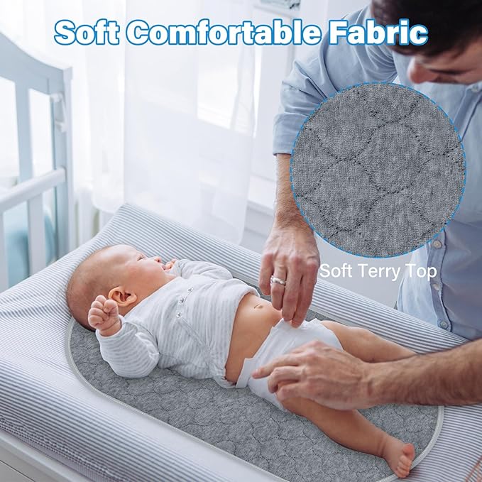 Baby Thicker Diaper Changing Quilted Pad Liner, Non-Slip 3 Pack Heavy Absorbency Reusable Incontinence Pads for Kids Changer Washable Underpads(YDYQ)