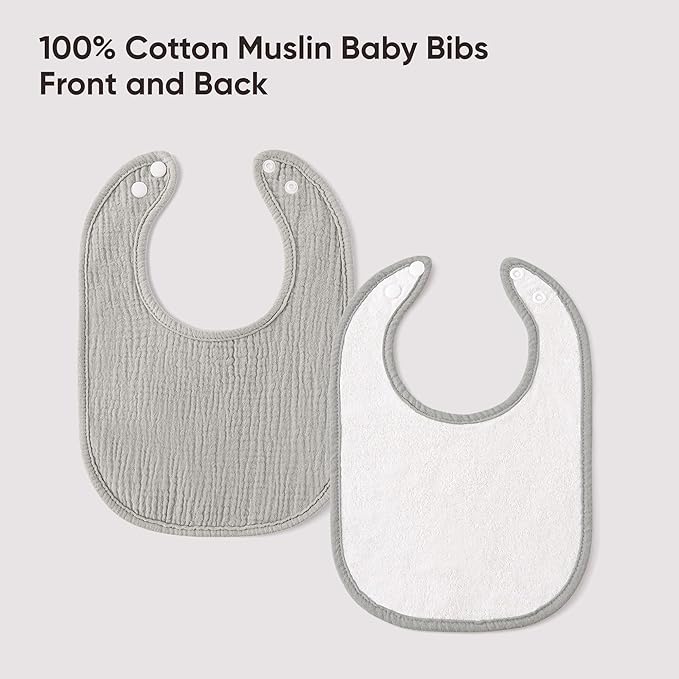 Bearmoss Baby Bibs for Drooling and teething 100% Cotton Muslin Bibs for Baby Boy & Girl,Adjustable, Ultra Absorbent,8 Pack