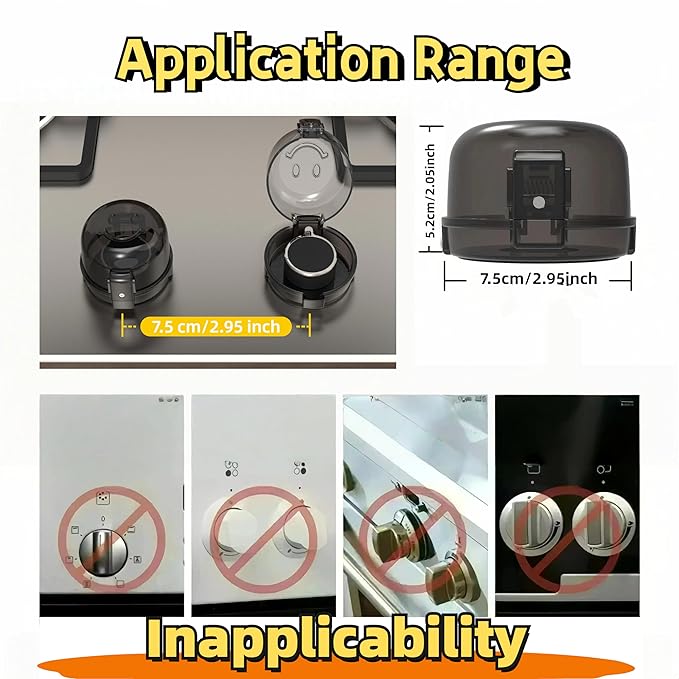 Stove Knob Safety Covers for Child (5 Pack, Black) - Universal Gas Stove Knob Locks, Heat-Resistant,Dual-Key Design,Easy Install with Strong Adhesive Tape,Fits Most Stove Knobs