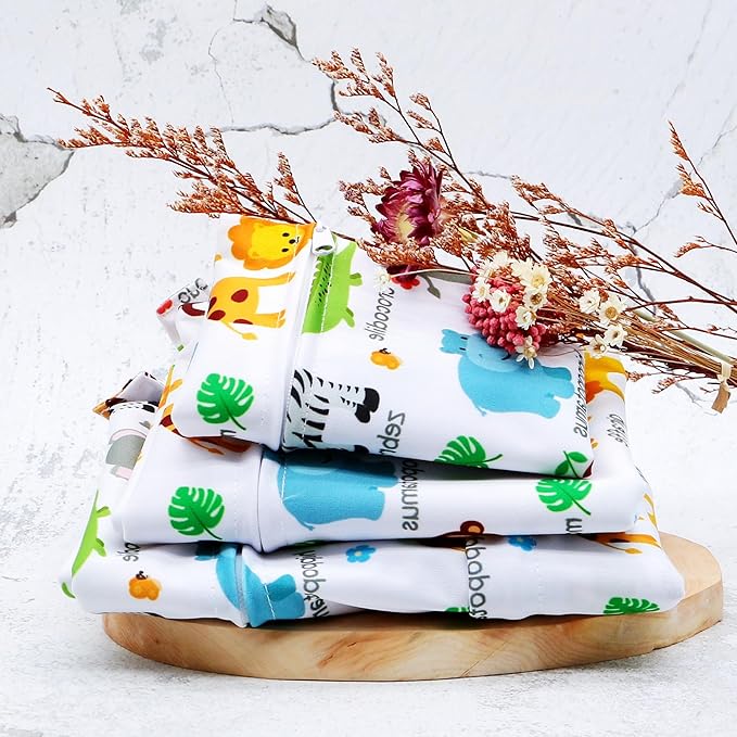 3pcs Cloth Diaper Wet Dry Bags Waterproof Reusable with Two Zippered Pockets Travel Beach Pool Daycare Soiled Baby Items Yoga Gym Bag for Swimsuits or Wet Clothes (3036-3-monkey)