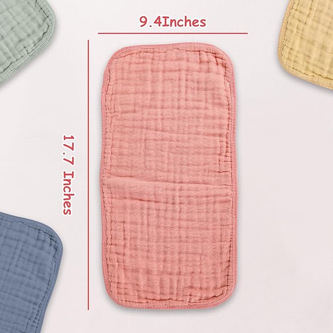 Muslin Solid Burp Cloths 100% Cotton Large 18''x10'' Extra Soft and Absorbent Multifunctional 6 Pack Baby Burping Cloth for Unisex Boys Girls (Pink)