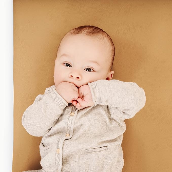 Gathre Baby Changing Pad, Made of Premium, Soft, Water-Resistant Vegan Leather, Portable Playmat for Babies, Use at Home Nursery or During Travel - Camel