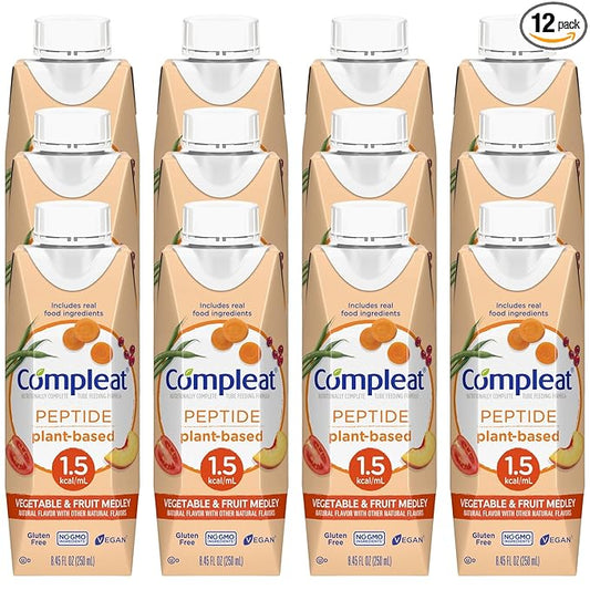 Nestle Compleat Peptide 1.5 Oral Supplement Fruit/Vegetable Medley Flavor 8.45 oz Carton, 12 Count