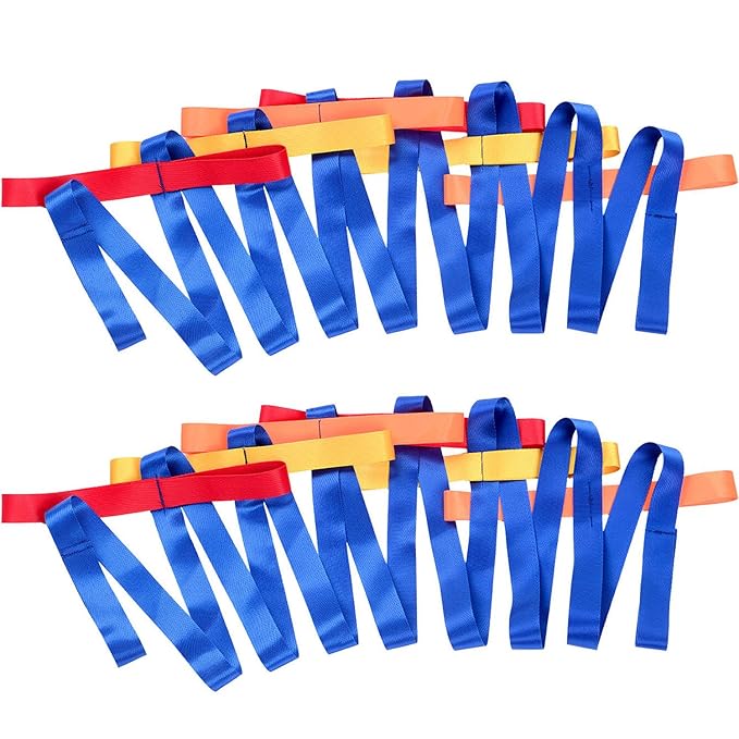 TecUnite 2 Packs Short Walking Rope with 12 Handles Outdoor Safety Daycare Rope Leashes for Preschool Kids Children Toddlers Daycare Schools Teachers, 12 Children 2 Adults(Assorted Color)