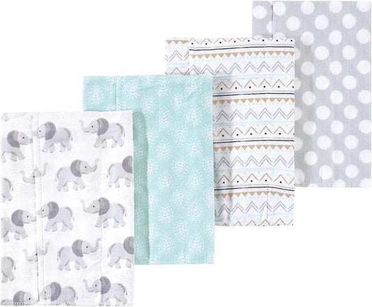 Luvable Friends Hudson Baby Flannel Burp Cloths 4pk, Elephant Gray