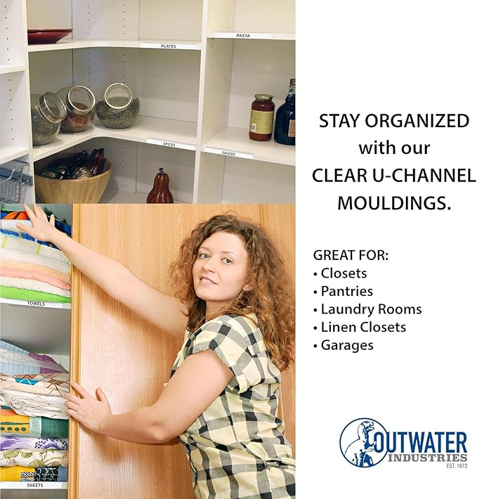 Outwater Plastics 341-Cl Clear 3/4 Inch Rigid Vinyl Clear Plastic U Channel C Channel 72 Inch Lengths (Pack of 18 Pieces, 108 feet Total)