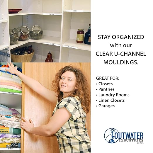 Outwater Plastics 585-Cl Clear 5/8'' Rigid Vinyl Clear Plastic U-Channel/C-Channel 48 Inch Lengths (Pack of 3)