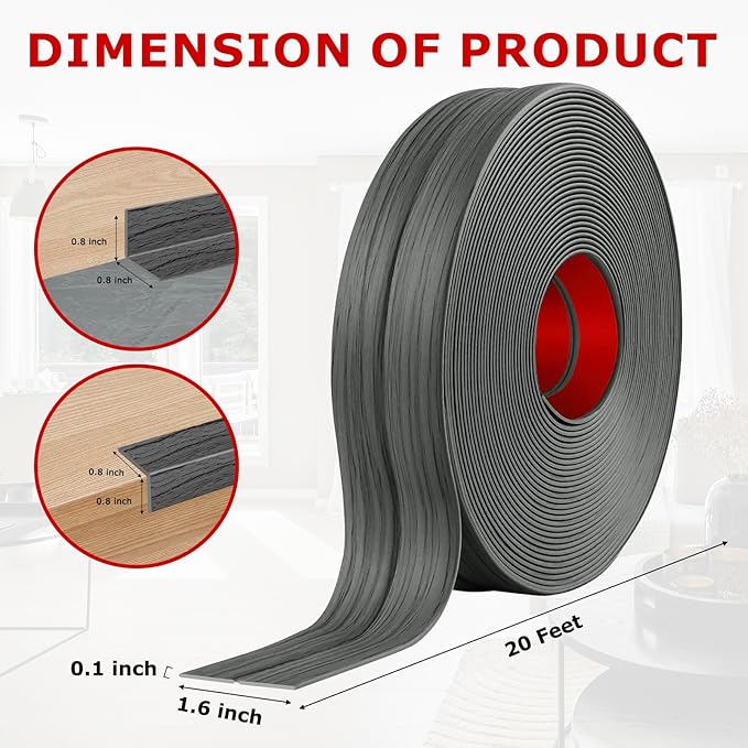Flexible Wall Corner Protector Moulding Trim Peel and Stick Wall Corner Guards Edge Protector Self Adhesive Molding Trim Strip for Edge Ceiling (Deep Gray Wood Grain, 1.6 in x 20 Ft)