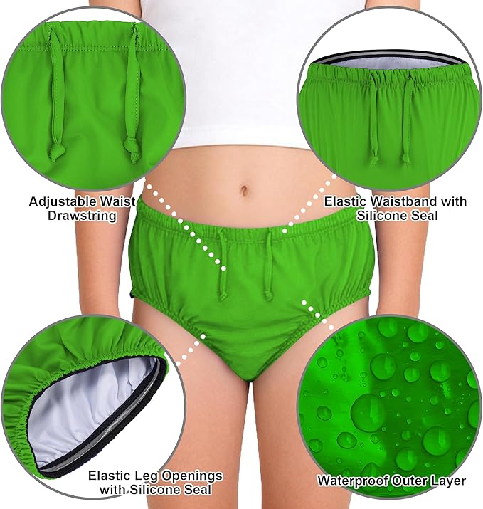 Special Needs Reusable Swim Diaper – Waterproof & Leakproof Incontinence Swimwear for Toddler, Youth & Adult, Unisex Cloth Diaper Cover (Lime Green, 2XL)