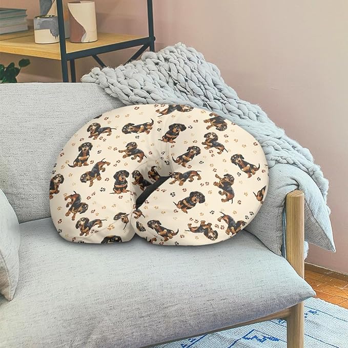 Jeiento Dachshund Nursing Pillow Covers Comfortable Pillowcase Dog Paw Dachshund Dogs Feeding Pillow Covers,Brown Breastfeeding Pillow Slipcover Fits U-Shaped Nursing Pillow