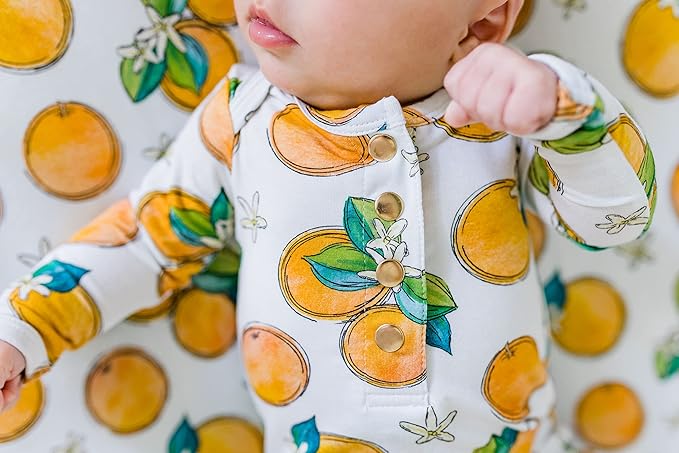 Orange Blossom Fitted Changing Pad Cover, Made from Viscose from Bamboo and Spandex Material, Fits Standard Changing Pad, by Florida Kid Co.